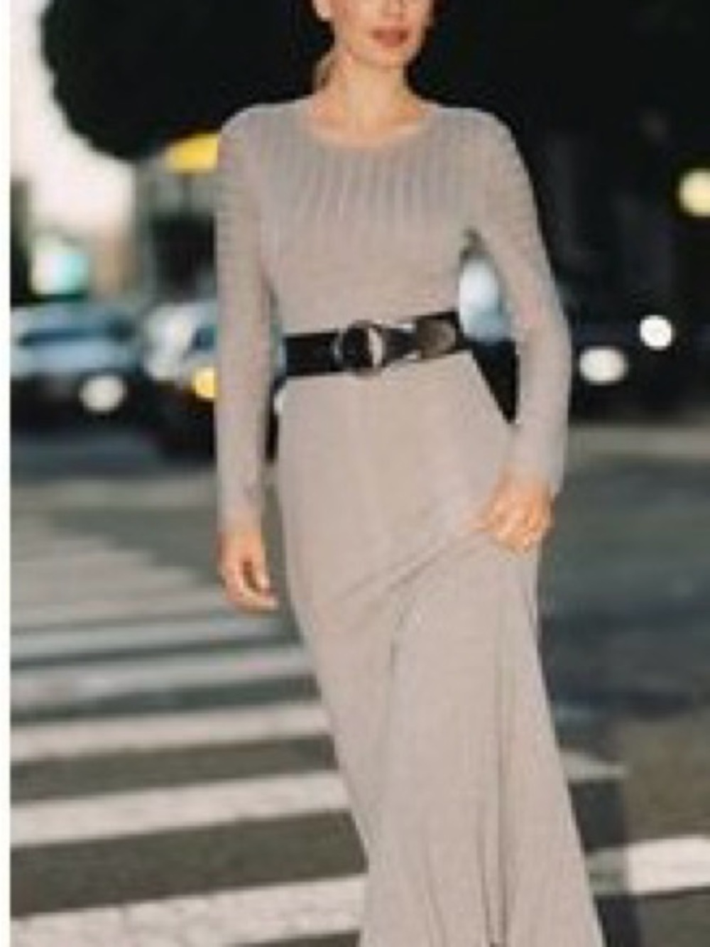 Anthropologie Taupe Ribbed sweater Long-Sleeve Maxi Dress